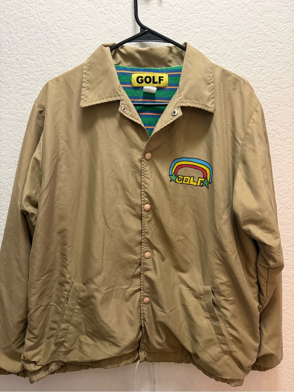 Golf Wang Tan Windbreaker with Rainbow Logo